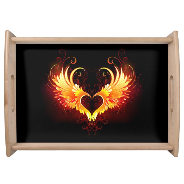 Angel Fire Heart with Wings Serving Tray (Front)