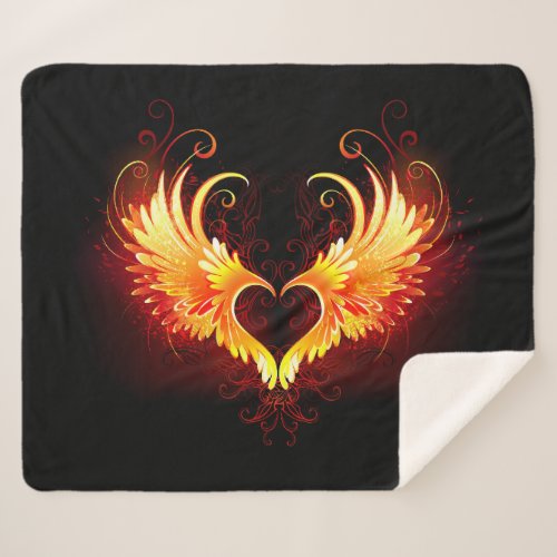 Angel Fire Heart with Wings Sherpa Blanket