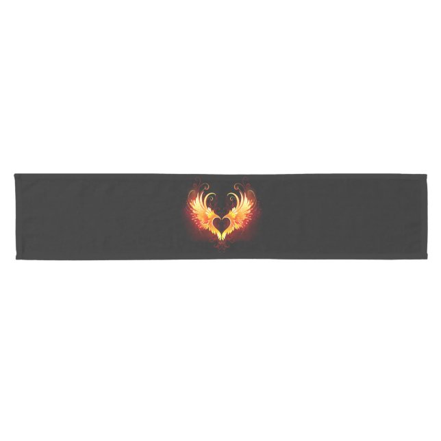 Angel Fire Heart with Wings Short Table Runner (Horizontal)