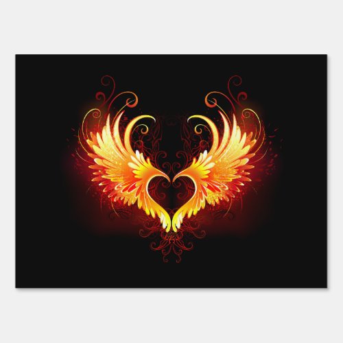 Angel Fire Heart with Wings Sign