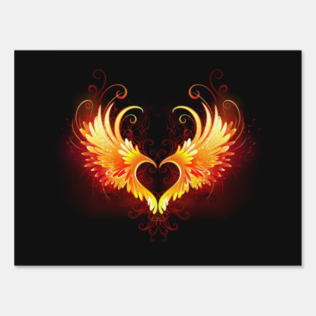 Angel Fire Heart with Wings Sign (Front)