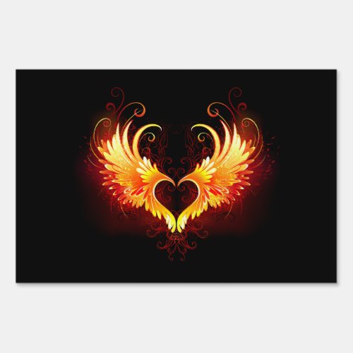 Angel Fire Heart with Wings Sign