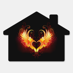 Angel Fire Heart with Wings Sign