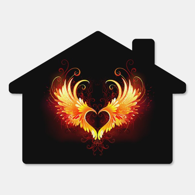 Angel Fire Heart with Wings Sign (Front)
