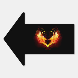 Angel Fire Heart with Wings Sign