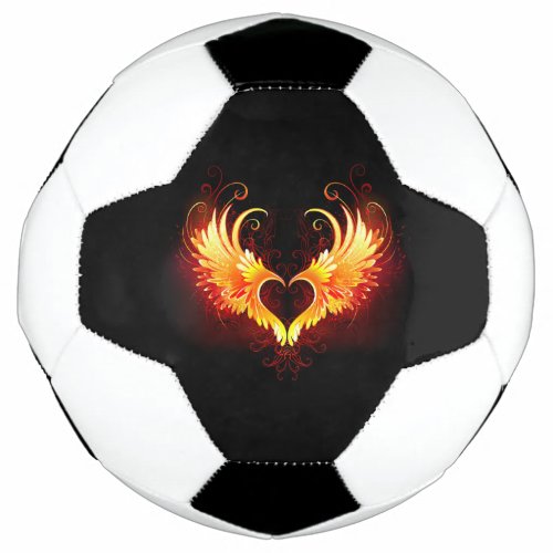 Angel Fire Heart with Wings Soccer Ball