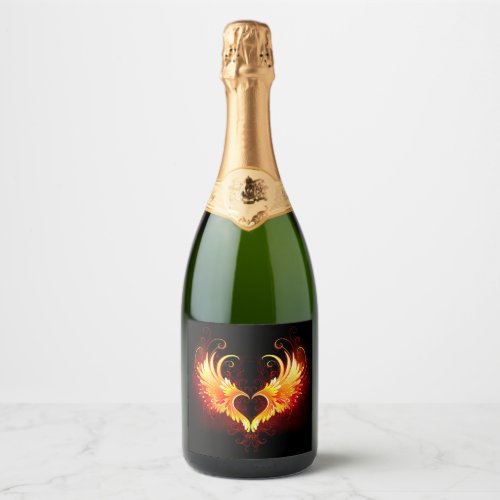 Angel Fire Heart with Wings Sparkling Wine Label
