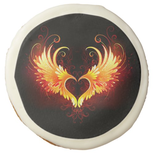 Angel Fire Heart with Wings Sugar Cookie