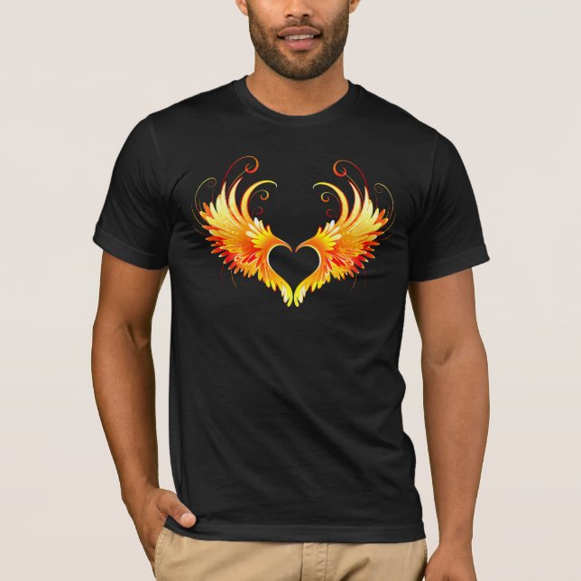 Angel Fire Heart with Wings T-Shirt (Front)