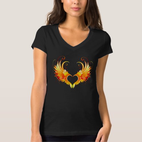 Angel Fire Heart with Wings T_Shirt