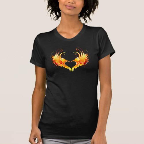 Angel Fire Heart with Wings T_Shirt