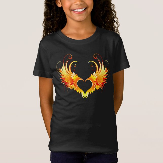 Angel Fire Heart with Wings T-Shirt (Front)