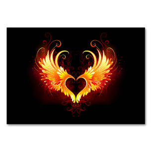 Angel Fire Heart with Wings Table Number