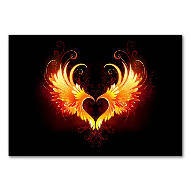 Angel Fire Heart with Wings Table Number (Front)