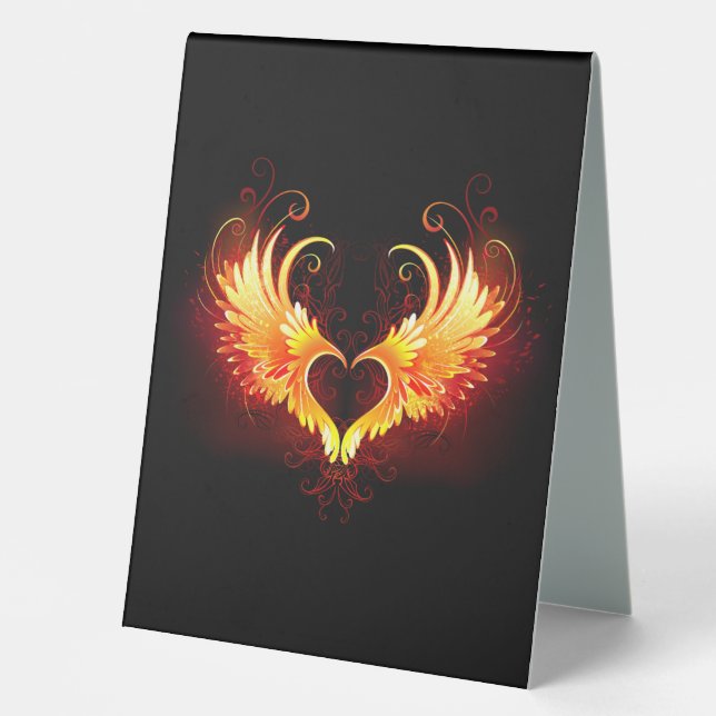 Angel Fire Heart with Wings Table Tent (Front)