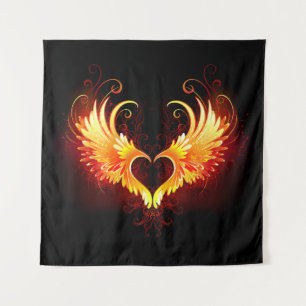 Angel Fire Heart with Wings Tapestry