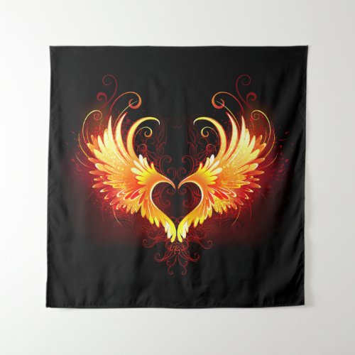 Angel Fire Heart with Wings Tapestry