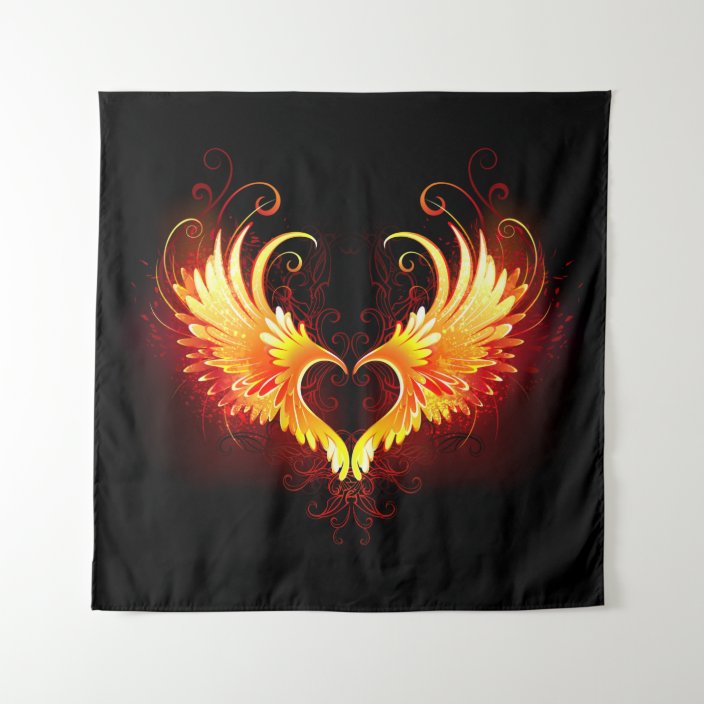 Angel Fire Heart with Wings Tapestry | Zazzle.com