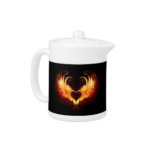Angel Fire Heart with Wings Teapot