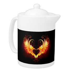 Angel Fire Heart with Wings Teapot