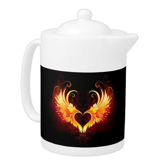 Angel Fire Heart with Wings Teapot (Left)