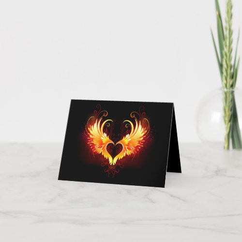 Angel Fire Heart with Wings Thank You Card