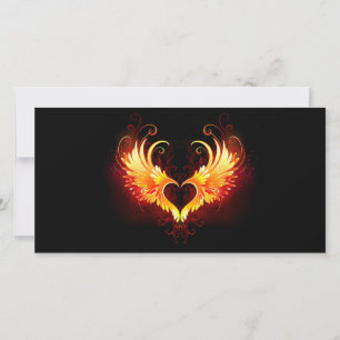 Angel Fire Heart with Wings Thank You Card