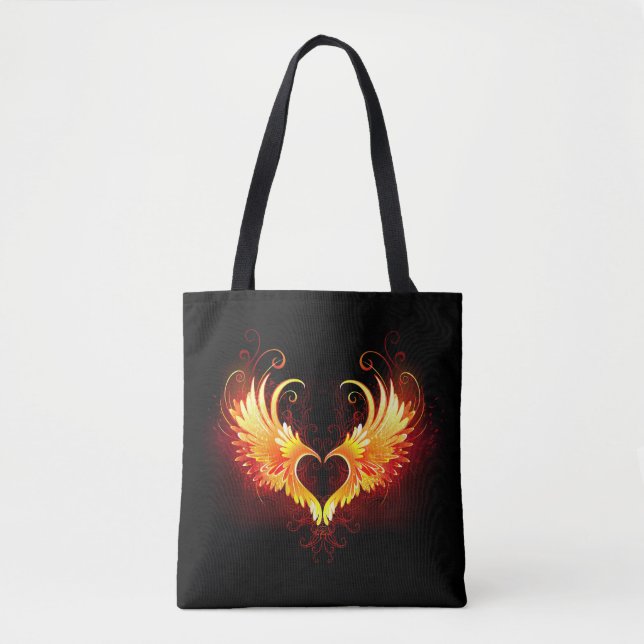 Angel Fire Heart with Wings Tote Bag (Front)