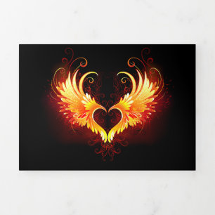 Angel Fire Heart with Wings Tri-Fold Announcement