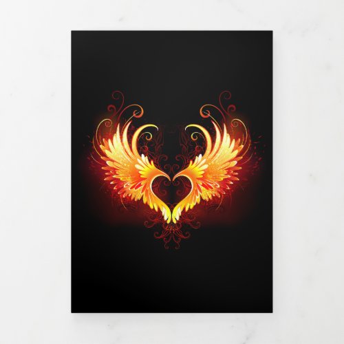 Angel Fire Heart with Wings Tri_Fold Card