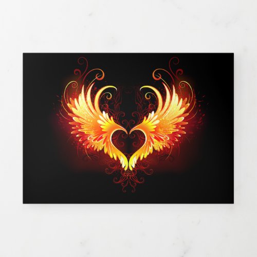 Angel Fire Heart with Wings Tri_Fold Card