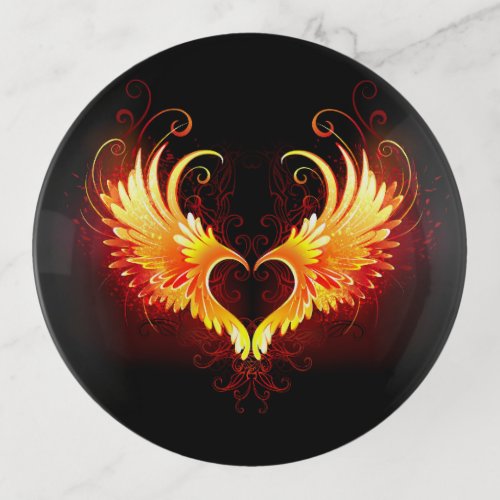 Angel Fire Heart with Wings Trinket Tray