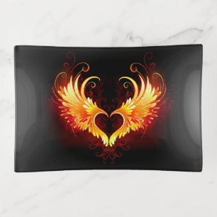 Angel Fire Heart with Wings Trinket Tray