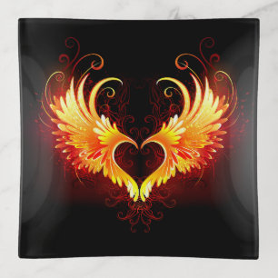 Angel Fire Heart with Wings Trinket Tray