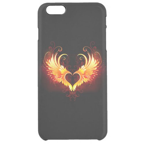 Angel Fire Heart with Wings Clear iPhone 6 Plus Case