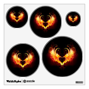 Angel Fire Heart with Wings Wall Decal