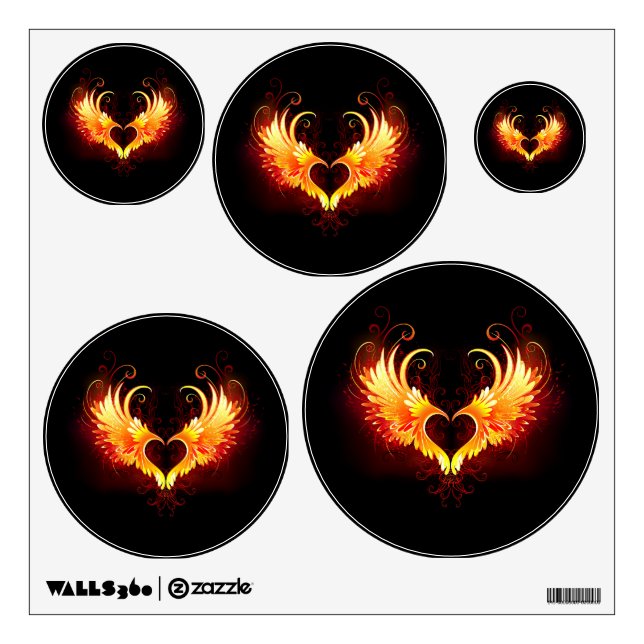 Angel Fire Heart with Wings Wall Decal (Front)