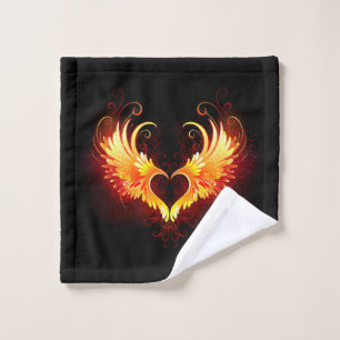 Angel Fire Heart with Wings Wash Cloth