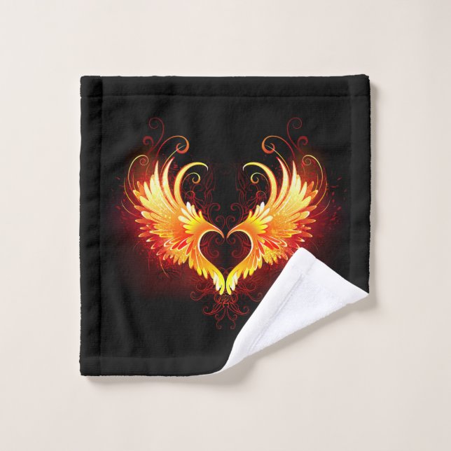 Angel Fire Heart with Wings Wash Cloth (Wash Cloth)