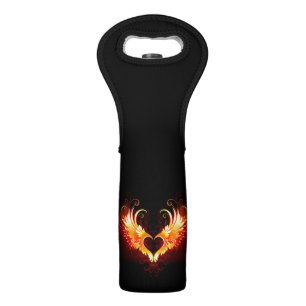 Angel Fire Heart with Wings Wine Bag