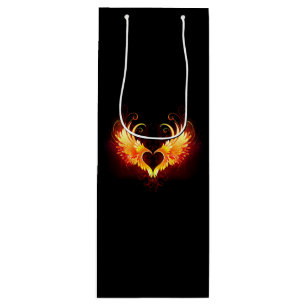 Angel Fire Heart with Wings Wine Gift Bag