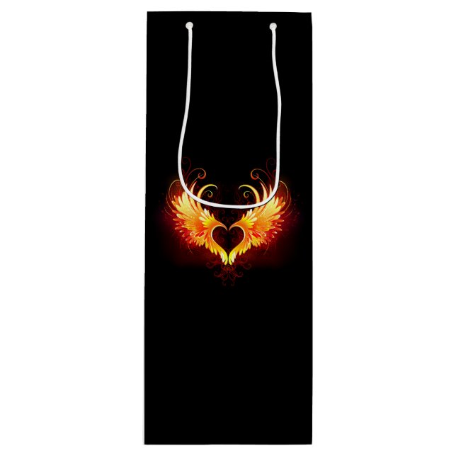 Angel Fire Heart with Wings Wine Gift Bag (Front)