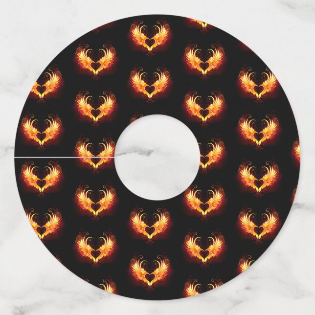 Angel Fire Heart with Wings Wine Glass Tag (Front)