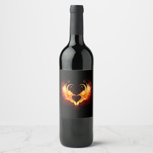 Angel Fire Heart with Wings Wine Label