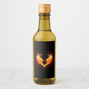 Angel Fire Heart with Wings Wine Label