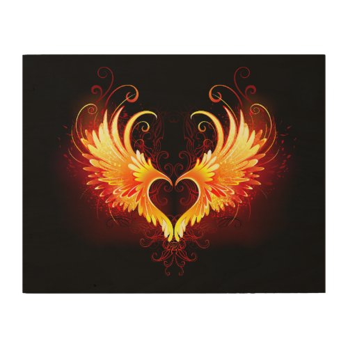 Angel Fire Heart with Wings Wood Wall Art