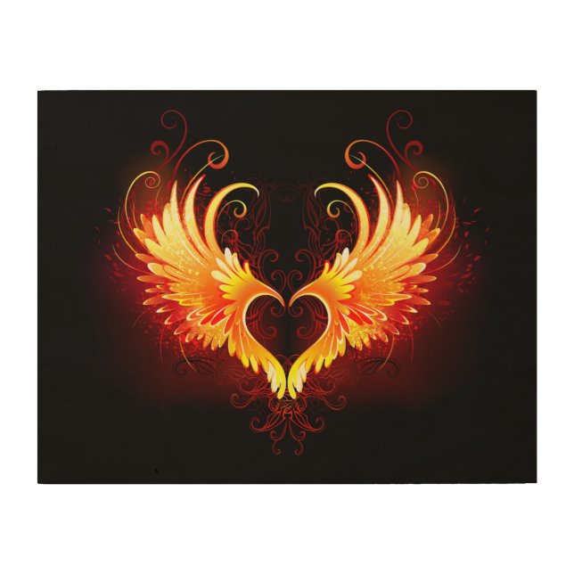 Angel Fire Heart with Wings Wood Wall Art (Front)