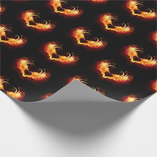 Angel Fire Heart with Wings Wrapping Paper