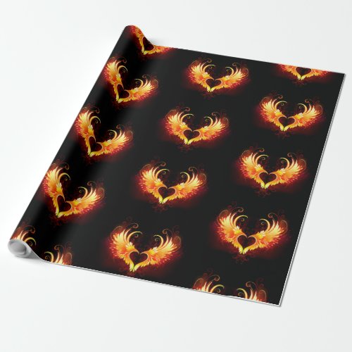 Angel Fire Heart with Wings Wrapping Paper