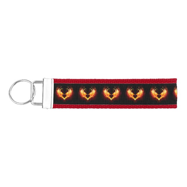 Angel Fire Heart with Wings Wrist Keychain (Keys on Left)